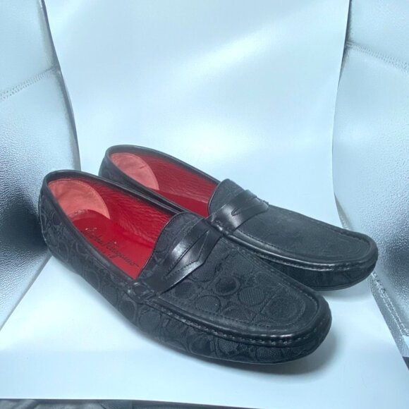 Salvatore Ferragamo Shoes - Vtg Salvatore Ferragamo Women’s Black Leather Loafers Red Insole Preppy Academia